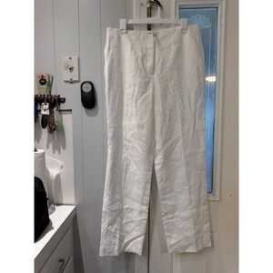 Talbots Southampton Pant‎ White Linen Straight Leg Trousers 10 NEW
